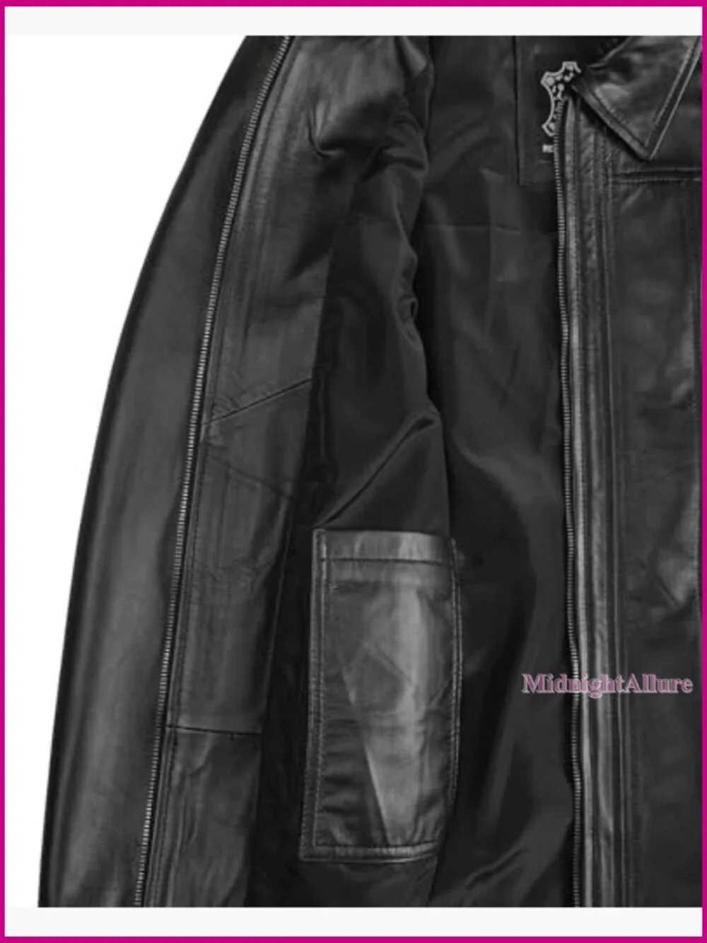 Lambskin Leather Jacket Blazer Style with Zip Pockets - Picture 5 of 7